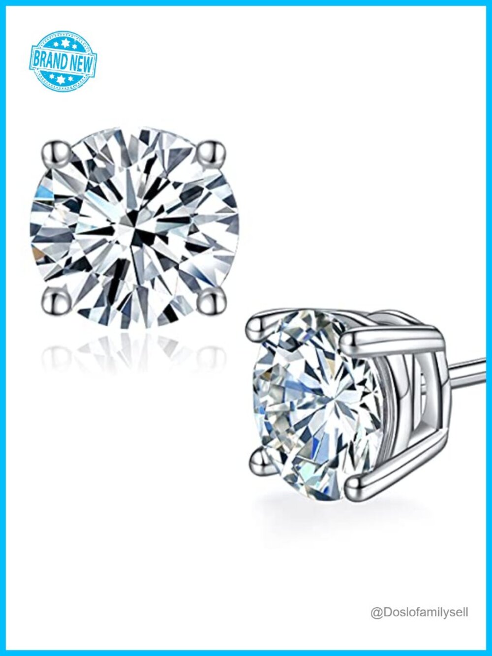 Sterling Silver 925 Moissanite Stud Earrings 1 ct Lever Back Gift for Women Men